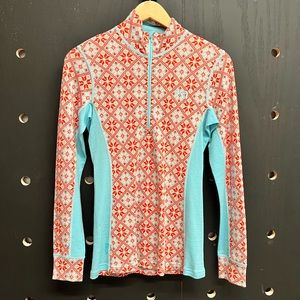 Kari Traa 1/4 Zip Rose Baselayer Top - Apple, Size Medium NWOT